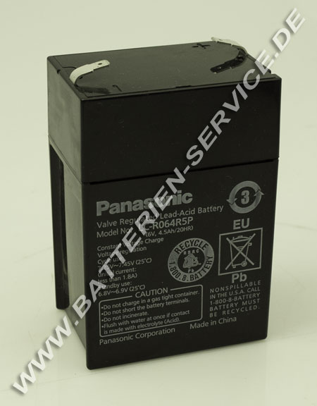 Panasonic LC-R064R5P - wartungsfreier Bleiakku AGM - 6V 4,5Ah - Anschluss 4,8mm